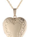 14k Yellow Gold Filled Engraved Heart Locket, 20