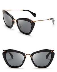 In a word, meow: the future meets the '50s in these outrageously stylish Miu Miu sunglasses that are purrrrfectly in keeping with the cat eye trend. In a word, meow: the future meets the '50s in these outrageously stylish Miu Miu sunglasses that are purrrrfectly in keeping with the cat eye trend.