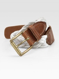 Simple, yet striking, this woven cotton and leather belt adds a level of sophistication to any casual ensemble.Cotton/leatherAbout 1 wideMade in Italy Simple, yet striking, this woven cotton and leather belt adds a level of sophistication to any casual ensemble.Cotton/leatherAbout 1 wideMade in Italy