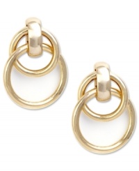 Knock on fashion's door with these twisted hoop earrings from Jones New York. Crafted in gold tone mixed metal. Approximate drop: 1 inch. Knock on fashion's door with these twisted hoop earrings from Jones New York. Crafted in gold tone mixed metal. Approximate drop: 1 inch.