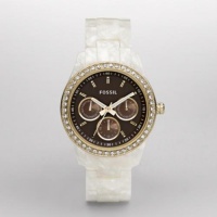 Fossil Stella Resin Watch - Pearlized White with Gold-Tone Fossil Stella Resin Watch - Pearlized White with Gold-Tone