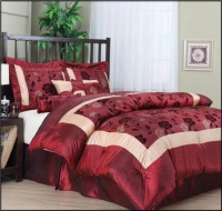 Nanshing Angela Queen 7-Piece Jacquard Comforter Set, Red Nanshing Angela Queen 7-Piece Jacquard Comforter Set, Red
