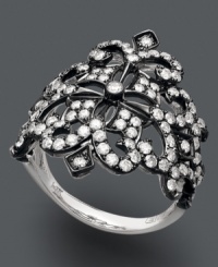 Get royally inspired. Deco by Effy Collection's gothic-glam crown ring features a unique 14k white gold and black rhodium setting decorated by round-cut diamonds (1-1/4 ct. t.w.). Size 7. Get royally inspired. Deco by Effy Collection's gothic-glam crown ring features a unique 14k white gold and black rhodium setting decorated by round-cut diamonds (1-1/4 ct. t.w.). Size 7.