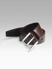 Smooth calfskin with classic Prada engraved metal buckle. 1¼ wide Made in Italy Smooth calfskin with classic Prada engraved metal buckle. 1¼ wide Made in Italy