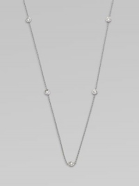 A delicate, 18k gold link chain with five dazzling diamond stations. Diamonds, .23 tcwLength, about 16Lobster clasp closureMade in Italy A delicate, 18k gold link chain with five dazzling diamond stations. Diamonds, .23 tcwLength, about 16Lobster clasp closureMade in Italy