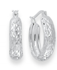 Hoops that shine a little brighter. Giani Bernini's faceted earrings feature sparkle-cut sterling silver. Approximate diameter: 3/4 inch. Hoops that shine a little brighter. Giani Bernini's faceted earrings feature sparkle-cut sterling silver. Approximate diameter: 3/4 inch.