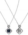 Elegant options. This 14k white gold necklace from Diversa by EFFY Collection features a reversible pendant resplendent with round-cut blue (1/10 ct. t.w.) and white (1/4 ct. t.w.) diamonds. Approximate length: 18 inches. Approximate drop length: 5/8 inch. Approximate drop width: 3/8 inch.