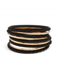 GUESS Black And Gold-Tone Bangle Set, MULTI GUESS Black And Gold-Tone Bangle Set, MULTI