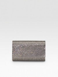 This streamlined design with allover crystal embellishment adds some glitz to your evening party ensemble.Shoulder chain, 27 drop Magnetic snap closure One inside open pocket Satin lining 6½W X 4H X 1½D Made in Italy This streamlined design with allover crystal embellishment adds some glitz to your evening party ensemble.Shoulder chain, 27 drop Magnetic snap closure One inside open pocket Satin lining 6½W X 4H X 1½D Made in Italy