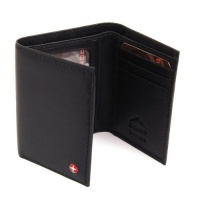 Alpine Swiss Men's Leather Trifold Wallet - Soft Superb Quality Lamb Skin Leather - Black Comes in a Gift Bag. Alpine Swiss Men's Leather Trifold Wallet - Soft Superb Quality Lamb Skin Leather - Black Comes in a Gift Bag.