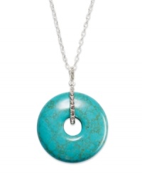 Lauren by Ralph Lauren shows how well-rounded it is with this pendant. Crafted from silver-tone mixed metal, the necklace suspends a stylish semi-precious turquoise pendant. Item comes packaged in a signature Lauren Ralph Lauren Gift Box. Approximate length: 18 inches + 2-inch extender. Approximate drop: 2 inches. Lauren by Ralph Lauren shows how well-rounded it is with this pendant. Crafted from silver-tone mixed metal, the necklace suspends a stylish semi-precious turquoise pendant. Item comes packaged in a signature Lauren Ralph Lauren Gift Box. Approximate length: 18 inches + 2-inch extender. Approximate drop: 2 inches.
