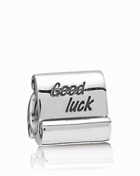 Manifest a positive message with PANDORA's sterling silver 'Good Luck' charm. Manifest a positive message with PANDORA's sterling silver 'Good Luck' charm.