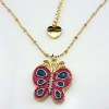 BETSEY JOHNSON Pink Pin-up Butterfly & Crystal Necklace