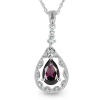 White Sapphire and Garnet Pendant with 10k White Gold Chain Necklace, 18, Certifiate of Authenticity