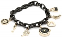 Anne Klein Women's 10/7605BKCH Charms Swarovski Crystal Accented Black Ion-Plated and Gold-Tone Charm Watch Anne Klein Women's 10/7605BKCH Charms Swarovski Crystal Accented Black Ion-Plated and Gold-Tone Charm Watch