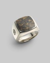 EXCLUSIVELY AT SAKS. From the Exotic Stone Collection. The rustic richness of a bronzite inlay, within a bold band of sterling silver.DY logo in shank Imported