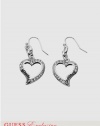 GUESS Stone Accent Open Heart Drop Earrings, SILVER