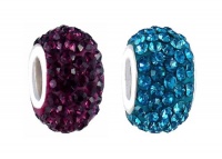 Two (2) Piece Pandora Style Charm Beads - Pave Crystal Style (14mm x 9mm) (fits Pandora, Biagi, Chamilia & Troll too) ~ Amethyst Purple and Blue Zircon (Green Blue) (FB153) Two (2) Piece Pandora Style Charm Beads - Pave Crystal Style (14mm x 9mm) (fits Pandora, Biagi, Chamilia & Troll too) ~ Amethyst Purple and Blue Zircon (Green Blue) (FB153)