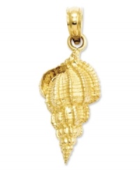 Seaside style. This sweet conch shell charm features a delightfully-detailed surface crafted in 14k gold. Approximate length: 9/10 inch. Approximate width: 4/10 inch.