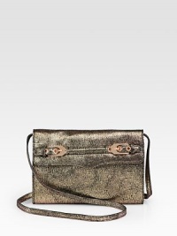 EXCLUSIVELY AT SAKS. A slim, stylish versatile bag, crafted from ultra-luxe metallic leather.Removable shoulder strap, 21 dropFlap and snap closureFully lined8¾W X 6½H X 1¼DImported EXCLUSIVELY AT SAKS. A slim, stylish versatile bag, crafted from ultra-luxe metallic leather.Removable shoulder strap, 21 dropFlap and snap closureFully lined8¾W X 6½H X 1¼DImported