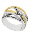 A woven mix of sparkle and shine. Genevieve & Grace's chic crisscross ring combines sterling silver and 18k gold over sterling silver with glittering marcasite accents. Size 7 and 8.