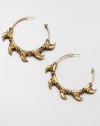 Golden hoops reflect the intricate carvings and tusk-like spikes seen in the ancient city of the Incas.GoldplatedPost backMade in France