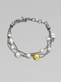 From the Lentil Collection. Strands of blackened sterling silver are stationed with hammered metal circles for an artsy finish.24K yellow gold Sterling silver Adjustable bracelet diameter, about 7-8 Lobster clasp Imported From the Lentil Collection. Strands of blackened sterling silver are stationed with hammered metal circles for an artsy finish.24K yellow gold Sterling silver Adjustable bracelet diameter, about 7-8 Lobster clasp Imported