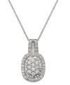 A touch of glamour is an everyday essential. This exquisite pendant features a round and baguette-cut diamonds (3/4 ct. t.w.) in 14k white gold. Approximate length: 18 inches. Approximate drop: 3/4 inch.