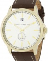 French Connection Men's FC1002G Brown Leather Strap Gold-tone Stainless Steel Watch