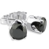 1ct Black Diamond Stud Earrings in 14k White Gold, ScrewBacks