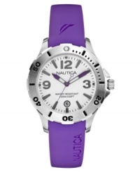 Pull your look together with vibrant purples and a classic sport watch design, by Nautica. Pull your look together with vibrant purples and a classic sport watch design, by Nautica.