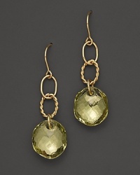 Oval freeform lemon citrine briolettes add rich sparkle to links of 14K yellow gold. By Nancy B. Oval freeform lemon citrine briolettes add rich sparkle to links of 14K yellow gold. By Nancy B.