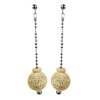 Studio 925 Bingle Bangle Italian Sterling Silver with 18k Yellow Gold Vermeil, Diamond cut Beads Earrings