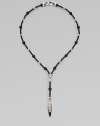 A handsomely crafted sterling silver pendant hangs from a strand of onyx beads. Sterling silver Onxy Pendant, about 1½ long Necklace, about 22 long Imported 