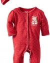 Little Me Baby-Girls Newborn Dot Footie And Hat, Red, 3 Months