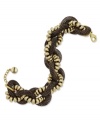 Indulge in this treat. Alfani's intriguing bracelet combines woven chocolate chains and golden beads for a picture-perfect look. Set in gold tone mixed metal. Approximate length: 8 inches + 1-inch extender.