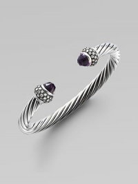 From the Moonlight Ice Collection. Beautiful amethyst stones with diamonds in a classic cable design. Amethyst Diamonds, 1.38 tcw Sterling silver Size, about 2¼ X 1¾ Imported From the Moonlight Ice Collection. Beautiful amethyst stones with diamonds in a classic cable design. Amethyst Diamonds, 1.38 tcw Sterling silver Size, about 2¼ X 1¾ Imported