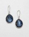 From the Wonderland Collection. Stunning, faceted indigo doublet set in hammered sterling silver in a teardrop design. Indigo doubletSterling silverDrop, about 1.25Hook backImported 
