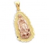 14k Yellow and Rose Gold Virgin Mary Charm Pendant New