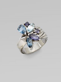 From the Silver Pop Superstud Collection. A stunning array of colorful semi-precious stones set in black rhodium-plated sterling silver. London blue topaz, sky blue topaz and ioliteBlack rhodium-plated sterling silverWidth, about ¾Imported From the Silver Pop Superstud Collection. A stunning array of colorful semi-precious stones set in black rhodium-plated sterling silver. London blue topaz, sky blue topaz and ioliteBlack rhodium-plated sterling silverWidth, about ¾Imported