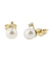 Effy Jewlery 14K Yellow Gold Diamond Pearl Earrings, .02 TCW