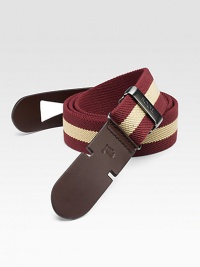 EXCLUSIVELY AT SAKS. A new casual classic, designed in a substantial cotton weave with a leather slide-through buckle Leather buckle About 1½ wide Made in Italy EXCLUSIVELY AT SAKS. A new casual classic, designed in a substantial cotton weave with a leather slide-through buckle Leather buckle About 1½ wide Made in Italy