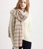 This over-sized, striped scarf is ultra-luxe in cozy cashmere.CashmereAbout 81 X 36Dry clean or hand washImported