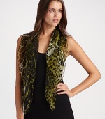 Lavish Italian silk square in exotic leopard print. About 35 X 35 Silk; dry clean Made in Italy 