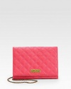 A chic style in luxurious quilted leather, perfectly sized for all your essentials.Detachable chain shoulder strap, 16½ dropMagnetic snap flap closureThree inner compartmentsSixteen credit card slotsOne mirrorOne ID slotFully lined9W X 7H X 1DMade in Italy