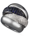 Practice contrast. EFFY Collection's sweetly-sparkling ring combines round-cut sapphires (1-1/3 ct. t.w.) and diamonds (1/2 ct. t.w.) in a sterling silver 4-band setting. Size 7.