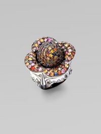 A pretty flora setting with beautifully colorful stones. Sterling silver Width, about 1½ Imported A pretty flora setting with beautifully colorful stones. Sterling silver Width, about 1½ Imported