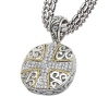 925 Silver & Diamond Round Cross Pendant with 18k Gold Accents (0.26ctw)