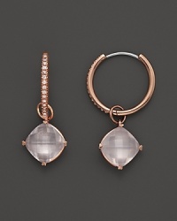 Lisa Nik 18K Rose Gold Diamond Hoop Earrings with Rose Quartz Detachable Drops Lisa Nik 18K Rose Gold Diamond Hoop Earrings with Rose Quartz Detachable Drops