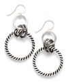 Every day style that adds a lasting touch. These chic circle drop earrings by Alfani feature a textured design in silver tone and hematite tone mixed metal. Approximate drop: 1-3/4 inches.